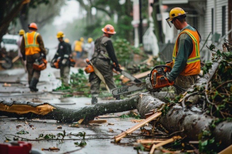 Storm damaged tree requiring removal in North Vancouver
